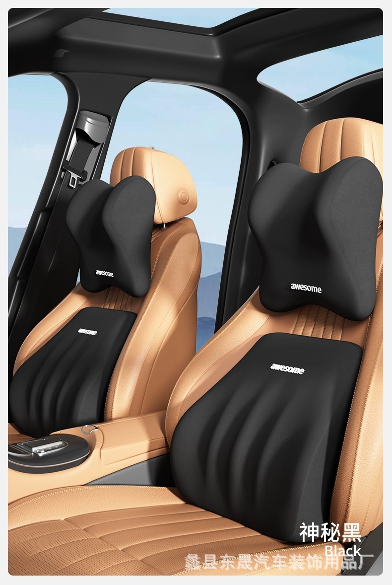 Customized Car Headrest Memory Foam Lumbar Support, Enlarged and Widened for Comfort, Car Seat Support with Logo Printing Available