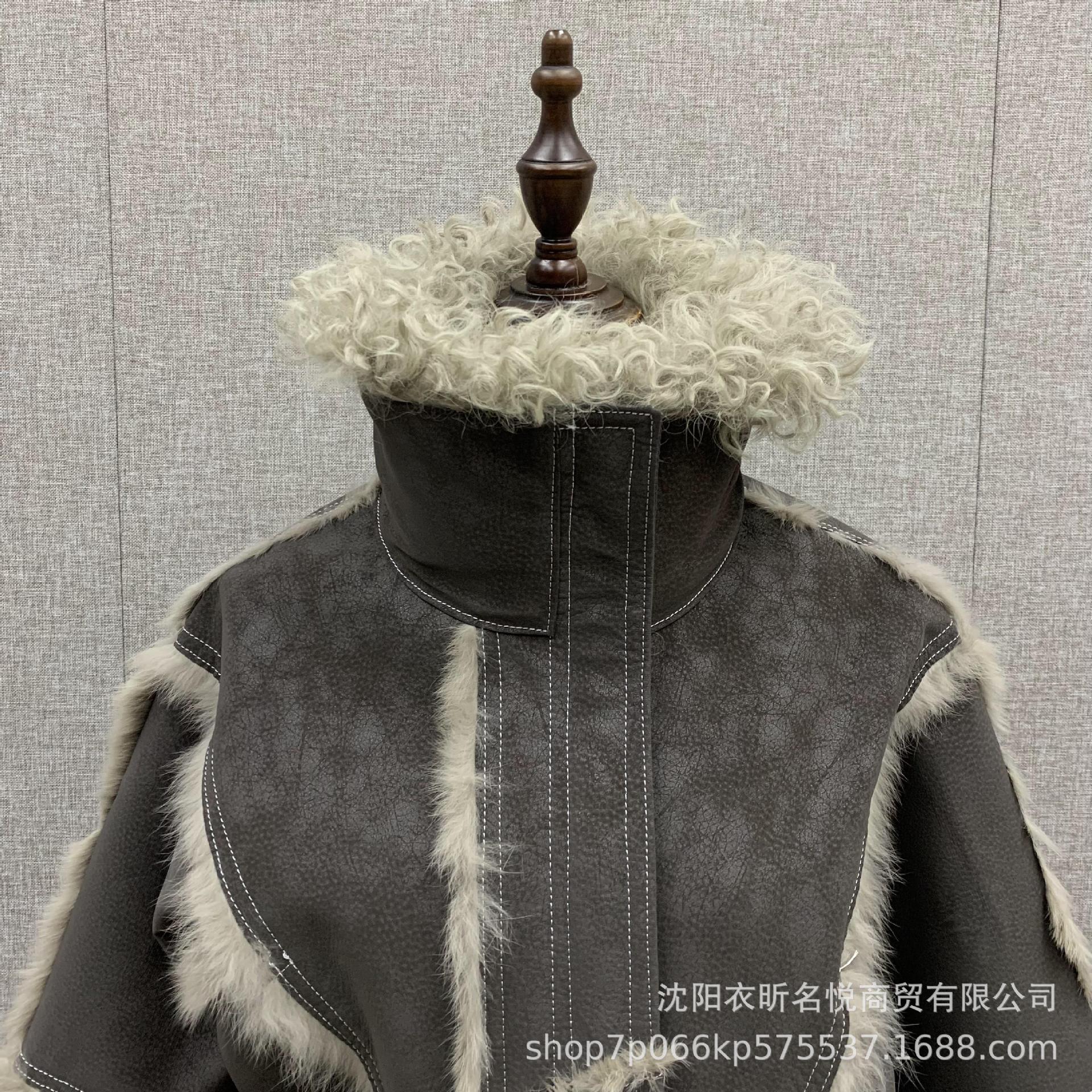 2023冬の新型スエードの毛皮一体ウサギの毛の中の子羊の毛の襟の復古の  