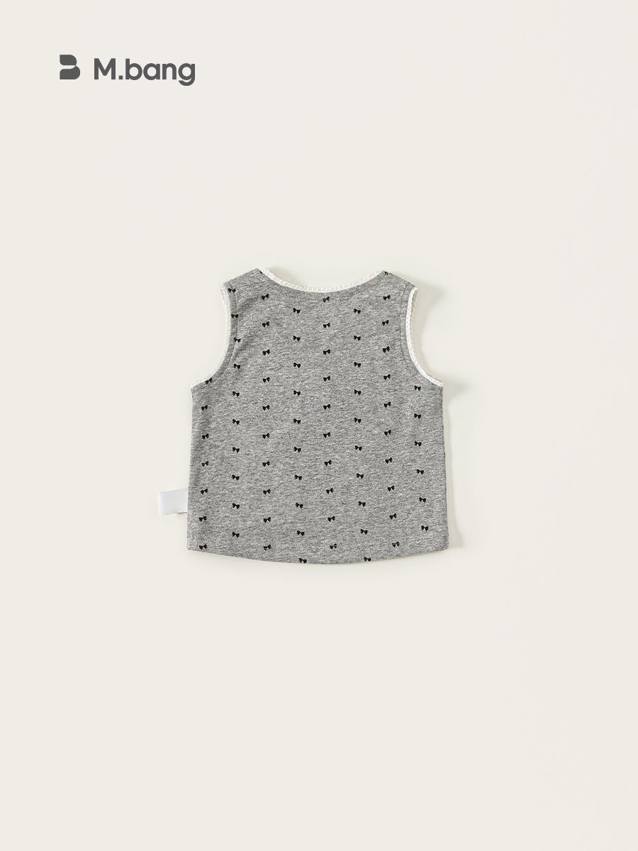 Youbao ropa para niños verano nuevo estilo para niños versión coreana sin mangas top delgado cuello redondo T chaleco bordado con lazo para niñas