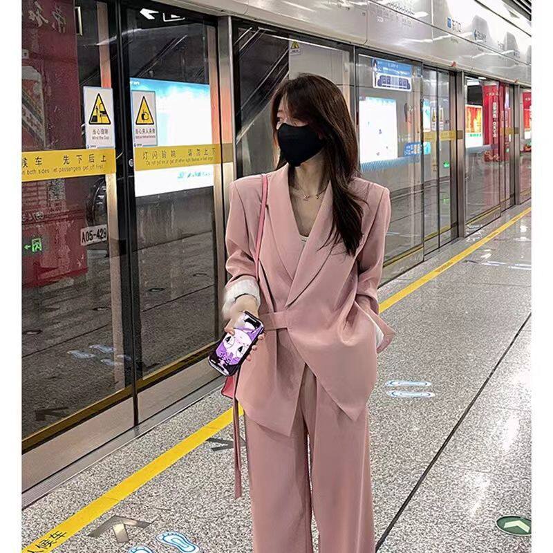 Bộ vest nữ hai mảnh dáng ôm thanh lịch, tay dài, phong cách công sở sang trọng — đen (bộ đồ), Kaki (bộ), Màu trắng nhạt (bộ), hồng (bộ) chi tiết 6