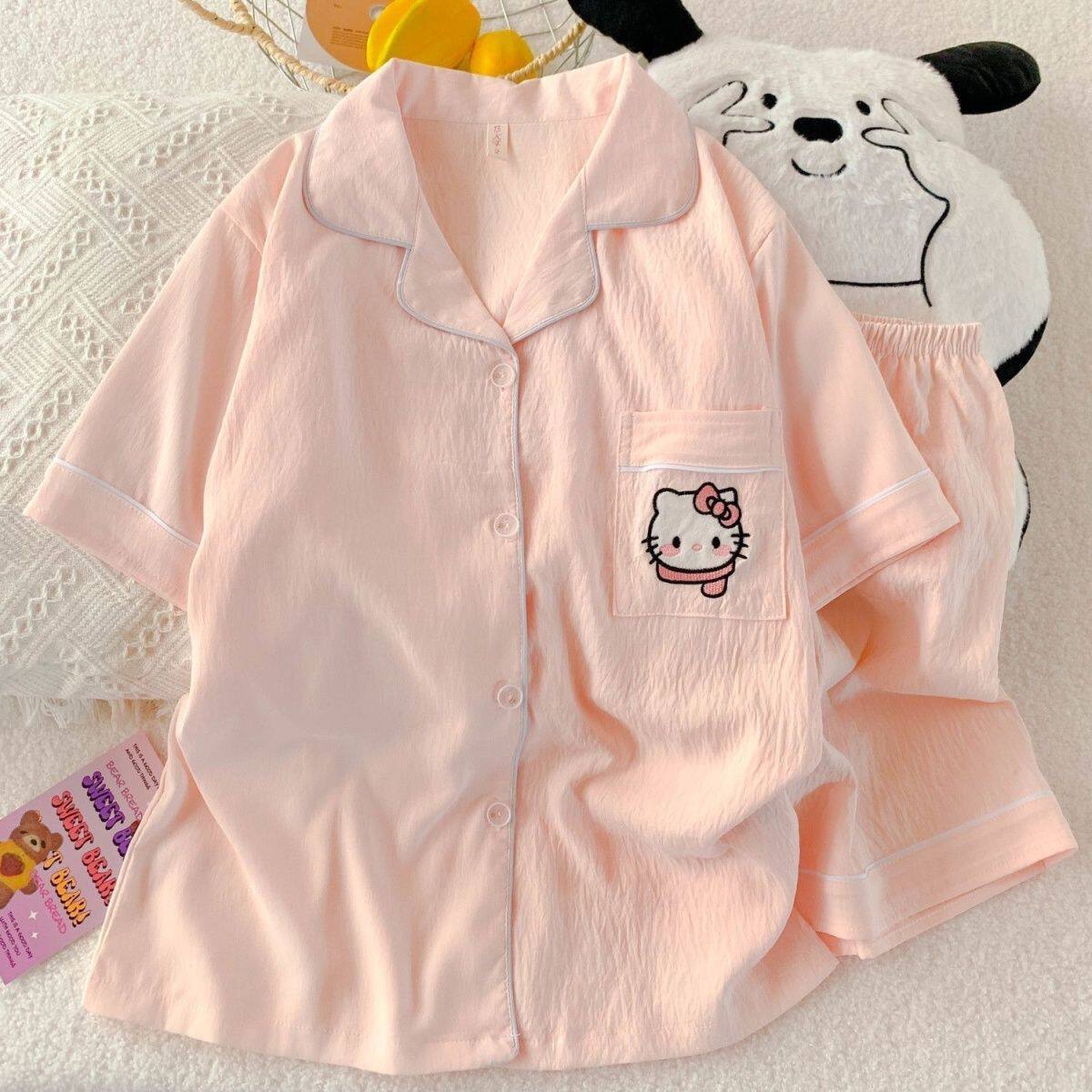 Pushti rangli KT pusi pijama ayollar uchun yozning yangi modeli bulut 100
