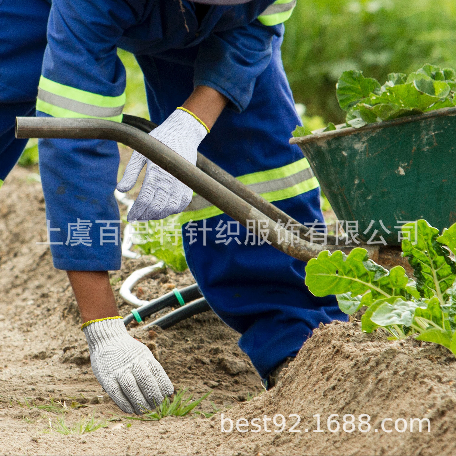 7针涤棉劳保工作手套手部防护单面点PVC防滑定制工地户外搬运耐磨