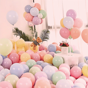 Macaron Balloons Color Mixed Dopamine Thickened Children's First Birthday Scene Arrangement Decorative Balloons