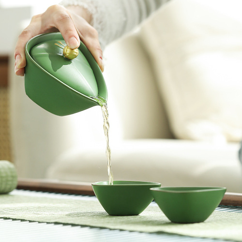 Travel Tea Set Full Set Dragon Boat Festival Gift Creative Zongzi Fast Cup One Pot Two Cups Portable Tea Set Wholesale