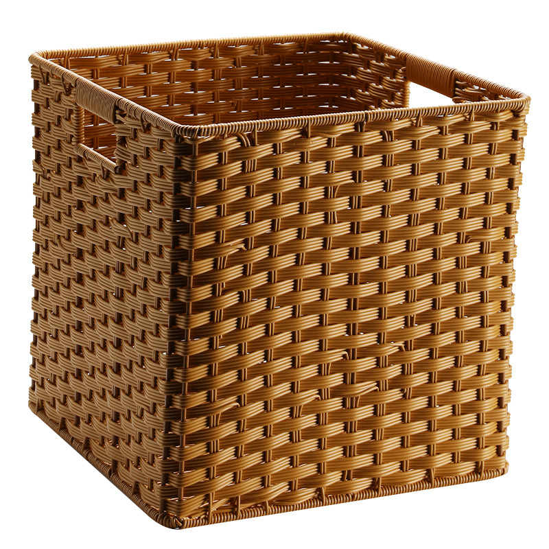 GJU8 Cardalek Grid Cabinet Storage Basket Plastic Wicker-Like Home TV Stand Bookshelf Jumble Storage Organizer Basket