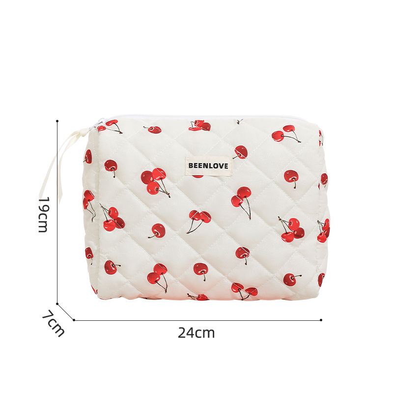 Capacious cosmetic bag with bow, flowered, high-quality style