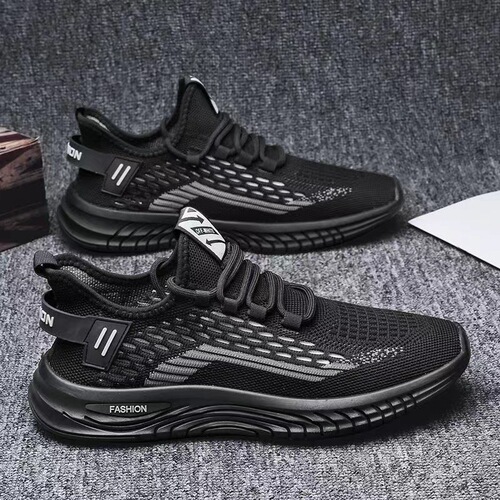 Mesh breathable sports shoes  spring and summer fly woven lace-up running shoes Korean version hollow soft sole trendy coconut shoes