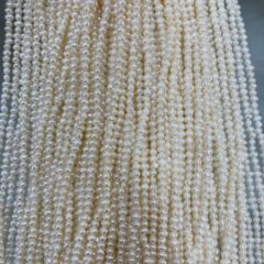 天然淡水珍珠3~4mm土豆圓 橢圓 輕紋 光亮 diy項鍊手鍊媽媽鏈配件