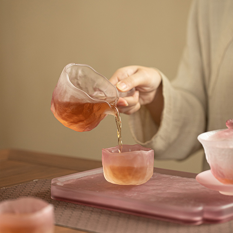 日式琉璃紫磨砂茶具套装盖碗茶杯公道杯茶盘组合精致下午茶功夫茶|undefined