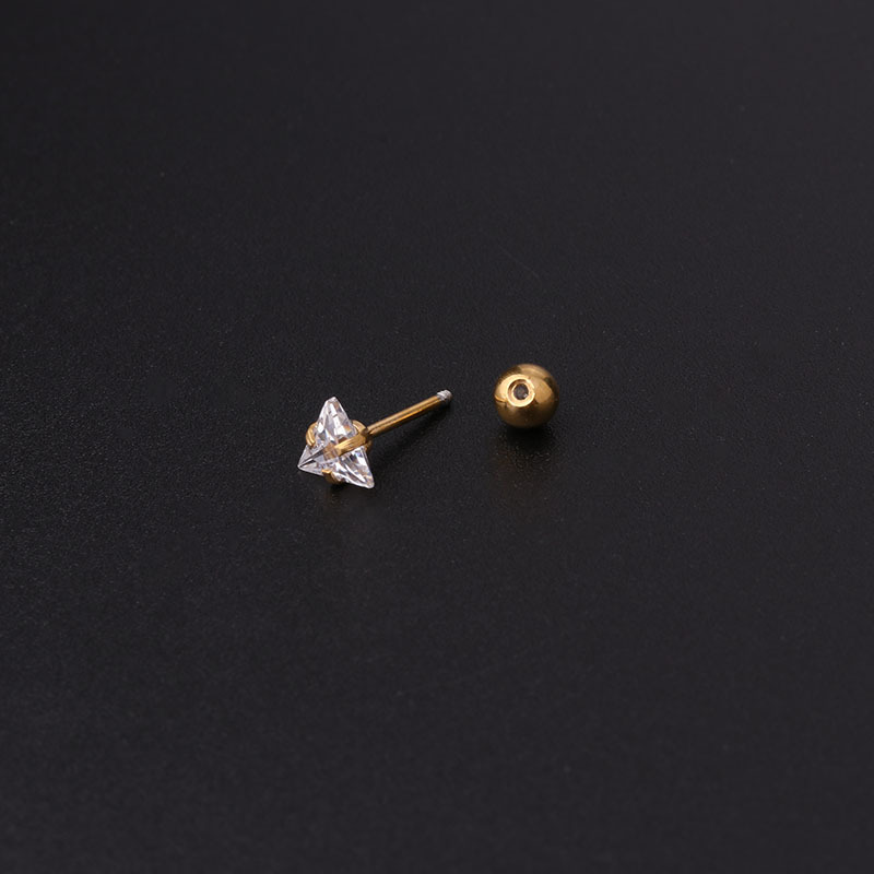 Simple Style Geometric Plating Stainless Steel Zircon Ear Studs display picture 2