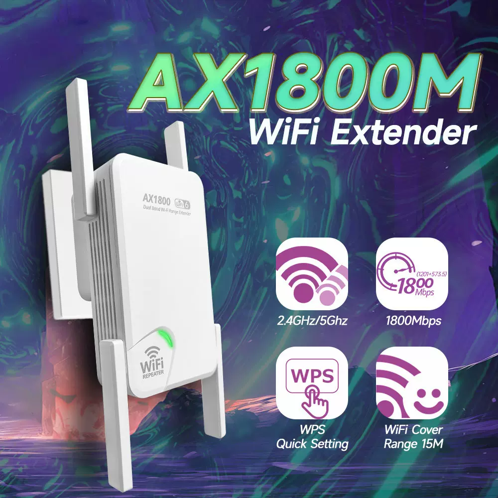 wifi6千兆双频1800Mbp高速穿墙中继器电竞无线增强器扩展器放大器