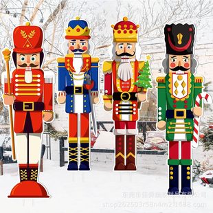 2024 cross-border new Christmas card outdoor courtyard large nutcracker decoration party logo supplies
