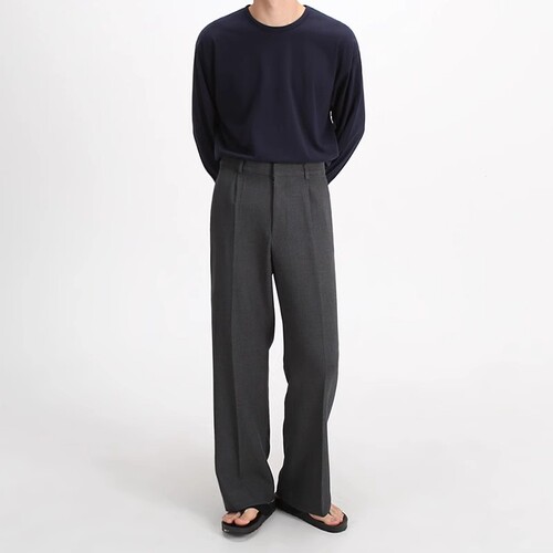 American retro dragline trousers men's summer new loose business commuting straight casual pants wide-leg pants