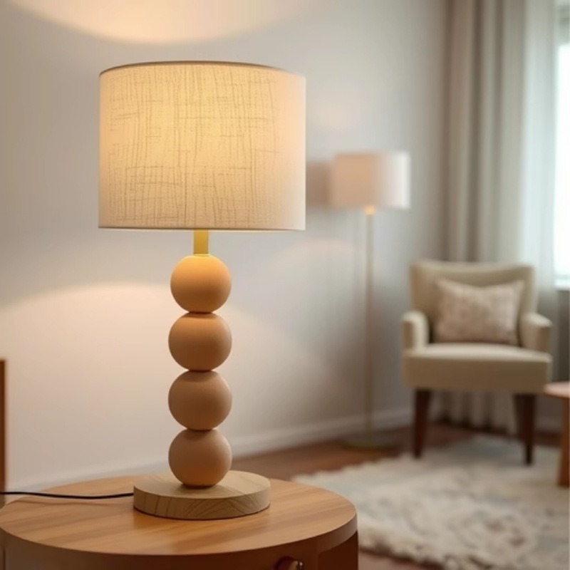 Lámpara de pie de viento de troncos, retro, nueva sala de estar china, sofá, luz ambiental, lámpara de mesa de cabecera de dormitorio de calabaza geométrica creativa