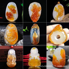 巴西冰种俏色玉髓貔貅老虎吊坠男士观音貔貅悟道佛龙牌项链挂坠玉