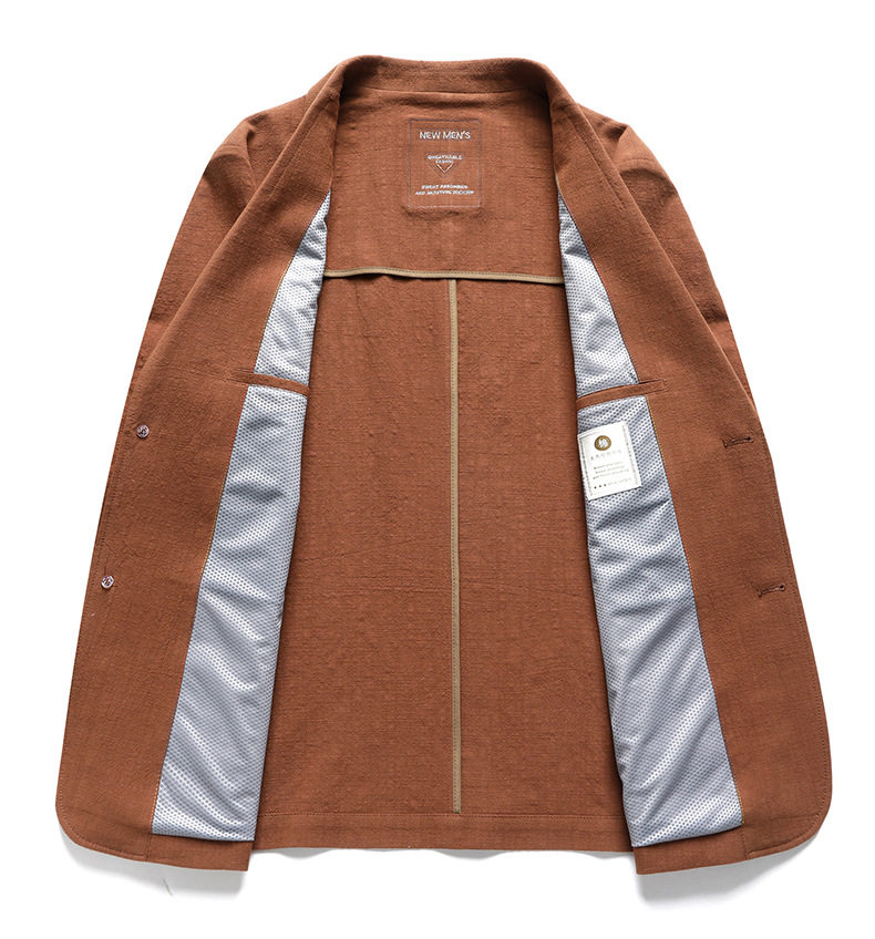 Áo vest nam cotton nguyên chất dáng mỏng mùa xuân thu, lót viền, thoáng khí không nhăn, dài tay — Màu be, Màu xanh lam, Màu xanh lá, Màu đen chi tiết 12
