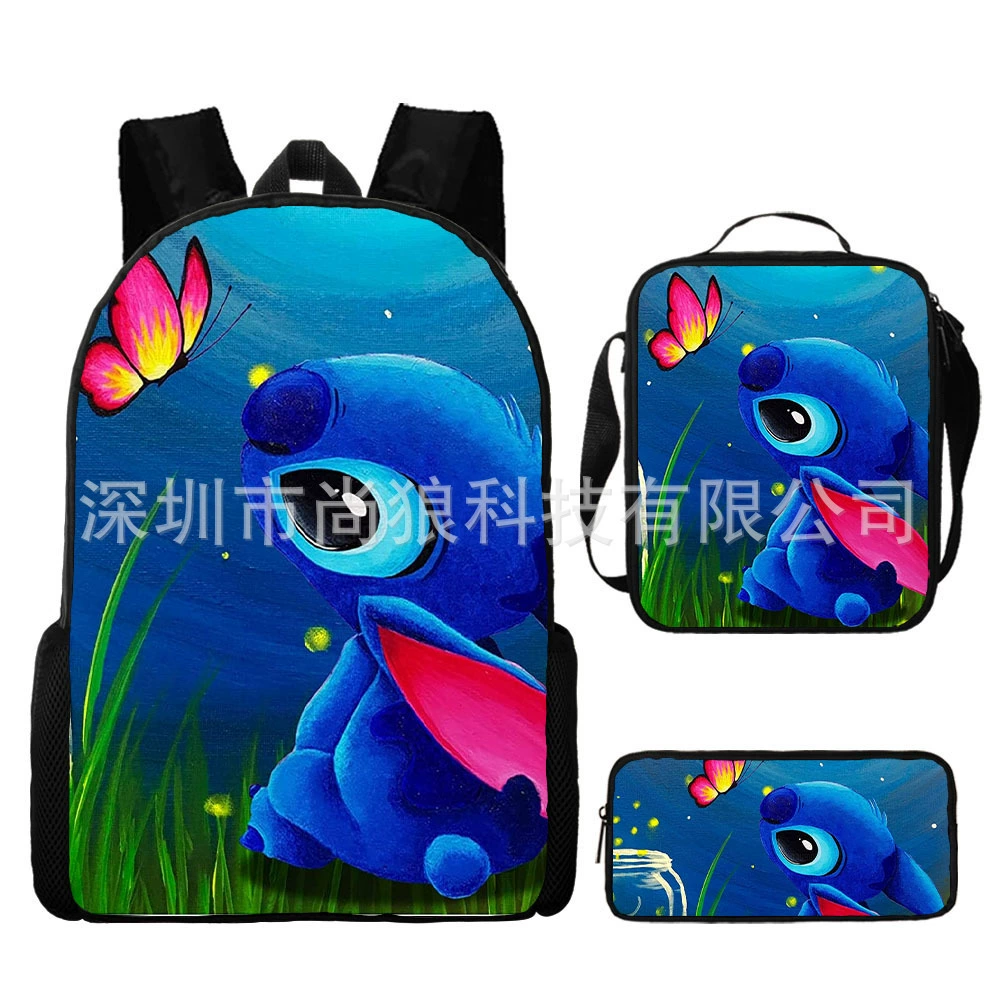 Cartoon backpack 3‑piece set — backpack, shoulder bag and pencil case, multistyle options