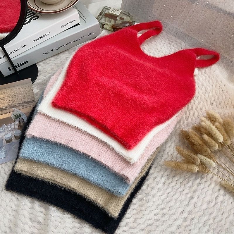 Comfortable Imitation Mink Soft and Waxy Versatile Slim Fit Knitted Camisole Top Sexy and Stylish Women's Clothing Comfortable Imitation Mink Soft and Waxy Versatile Slim Fit Knitted Camisole Top Sexy and Stylish Women's Clothing