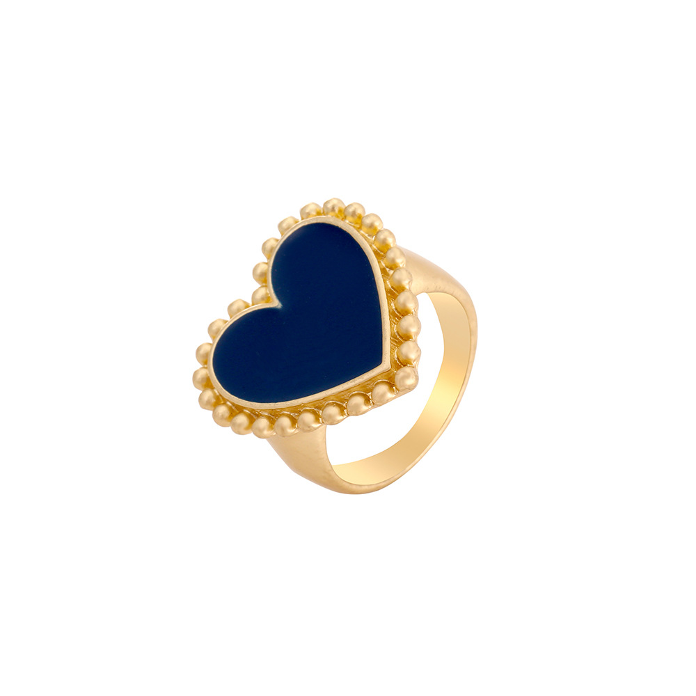 wholesale jewelry alloy heart shape multicolor ring Nihaojewelry