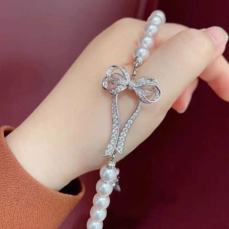 18K Gold-Plated Full Zircon Butterfly Necklace Bracelet Pearl End Clasp DIY Jewelry Manufacturer Wholesale