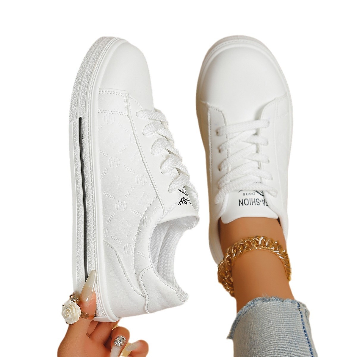 Zapatos blancos de todo fósforo mujer 2025 primavera nuevo estudiante color sólido zapatos casuales zapatillas de deporte zapatos deportivos bajos tendencia ultraligera