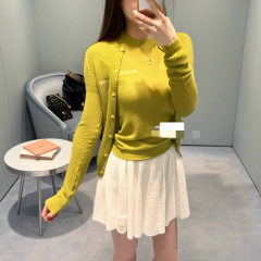 高品质miu缪缪•25ss早秋新款镂空针织开衫长袖女