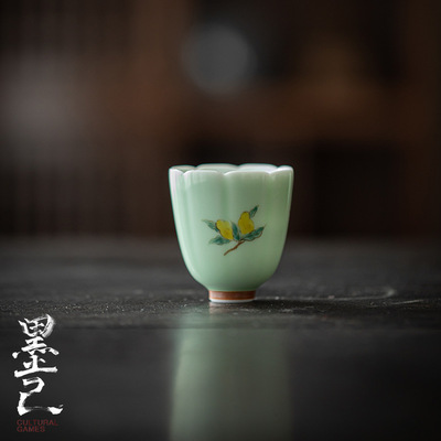 墨己 手绘花口杯 功夫茶具陶瓷釉下彩品茗杯 家用文人葫芦佛手杯|ru