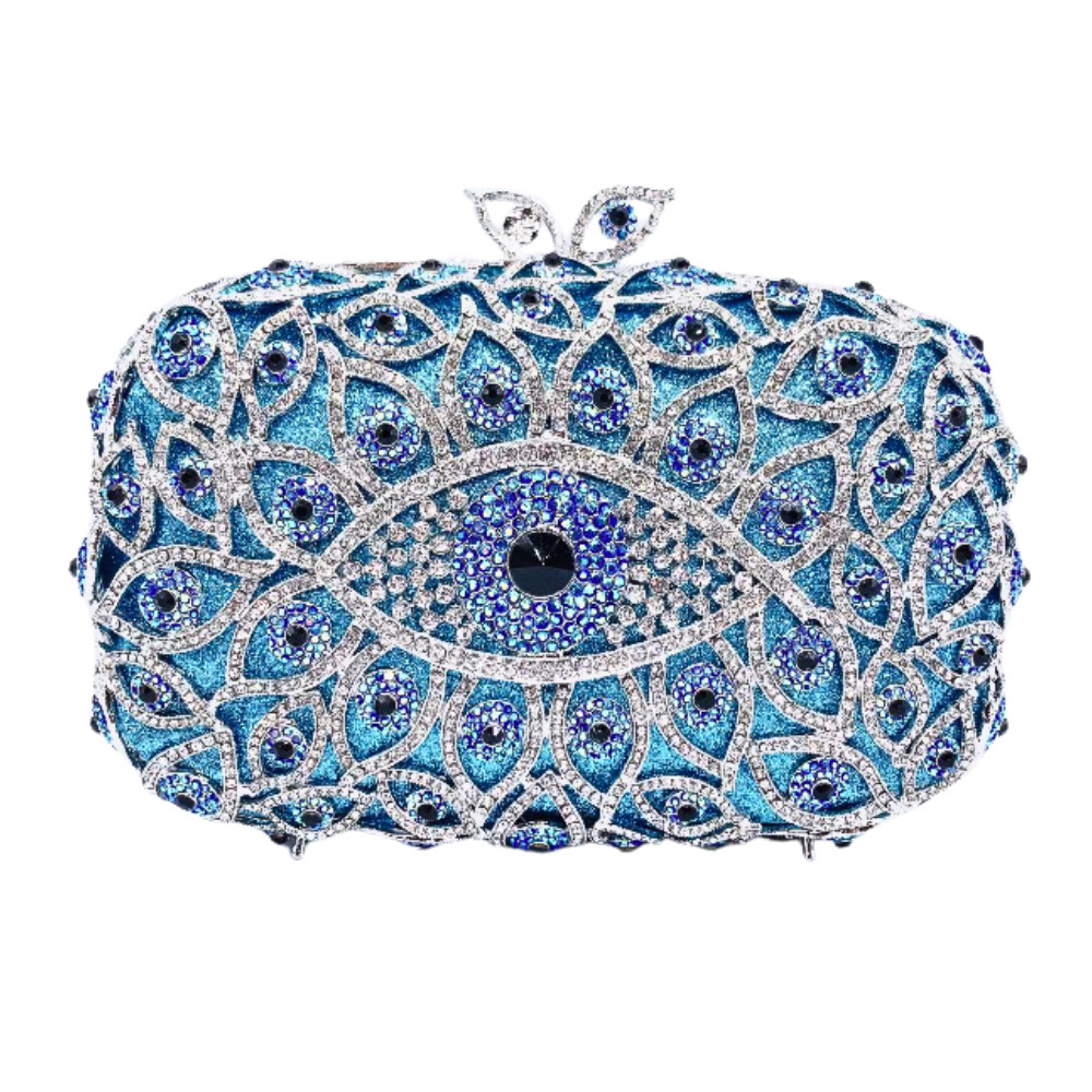 Bolsa de diamante de gafas horizontales bolsas de cena de cristal de metal hueco bolsas de diamantes hechas a mano bolsas de diamantes de damas europeas y estadounidenses