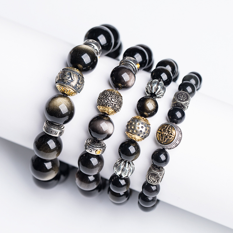 Organic rainbow retro bronze bracelet natural stone