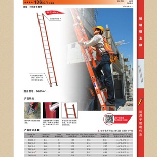 Stable and Durable Fiberglass Insulated Straight Ladder D6208-1 D6210-1 D6212-1 14-1 16-1
