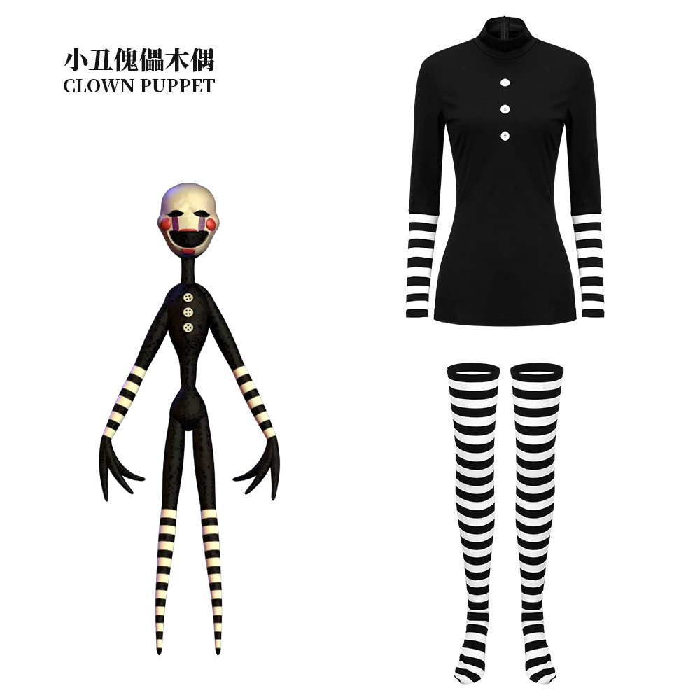 European and American Game Character Cosplay Costume Clown Puppet Dress Set Cosplay Halloween Carnival Performance Outfit