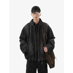 美式复古重工水洗毛边牛仔外套男女秋季高级感小众嘻哈潮牌夹克潮