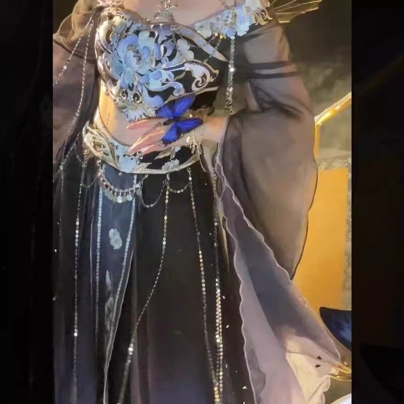 Exotic Gradient Printed Embroidered Dance Clothes, Stand-Up Elasticity, Han Dynasty, Tang Style, Tang Style Dance, Fashionable Mix and Match