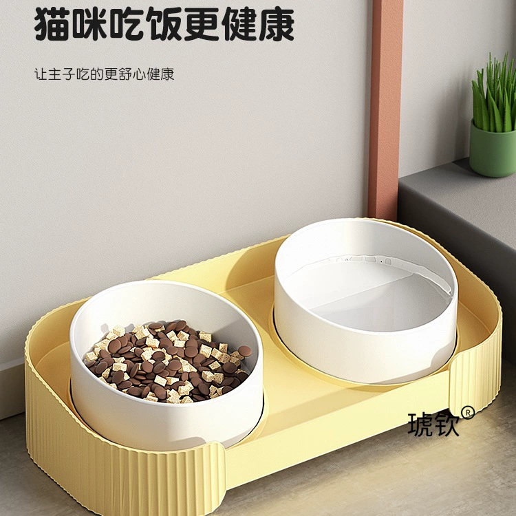 Миска для кошек, керамическая миска для кошачьего корма, двойная миска, миска для собак, миска для кошачьего корма для домашних животных, миска для корма для собак, миска для питьевой воды, противоударная миска для воды для кошек