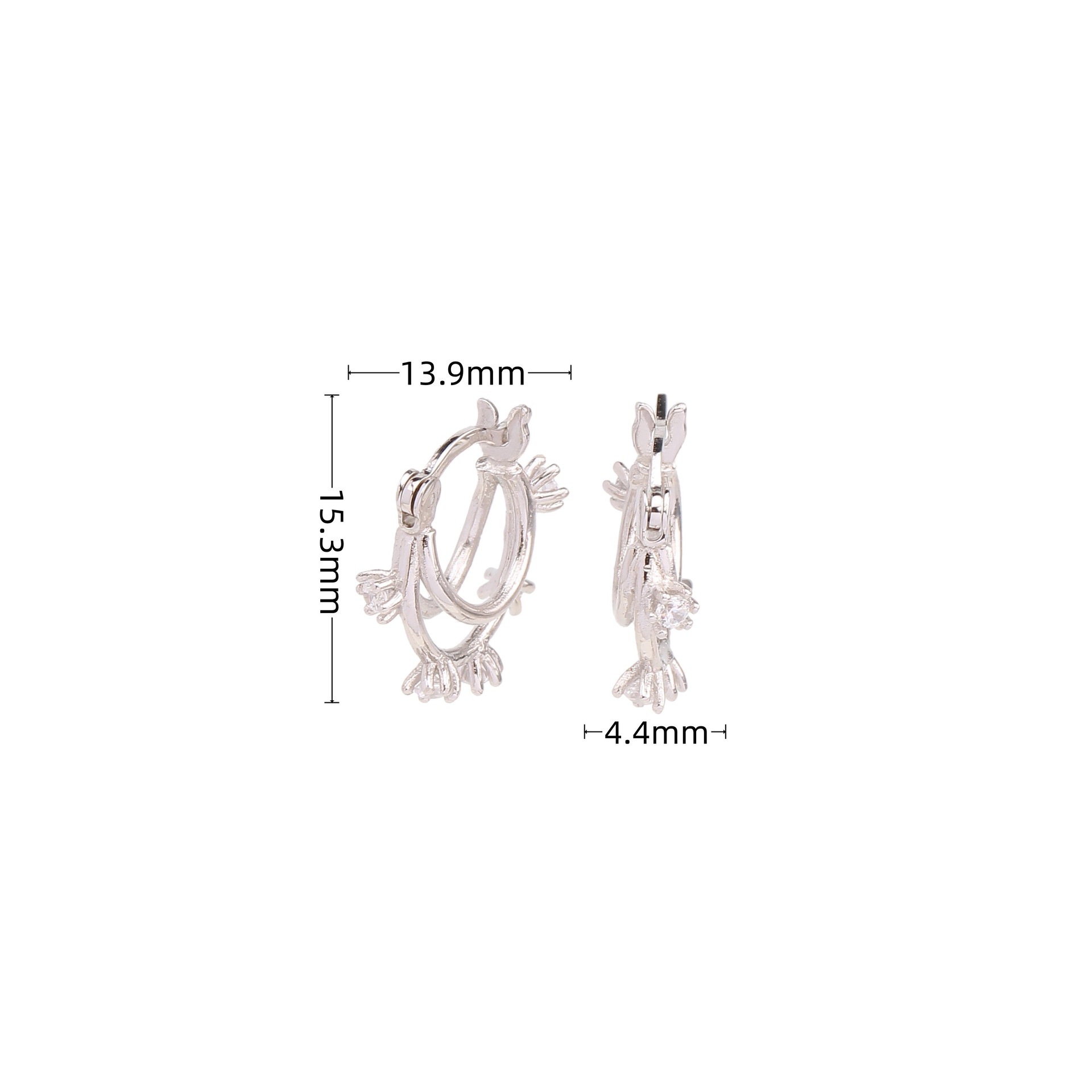 1 Pair Ins Style Korean Style Geometric Sterling Silver Plating Inlay Zircon White Gold Plated Gold Plated Earrings display picture 1