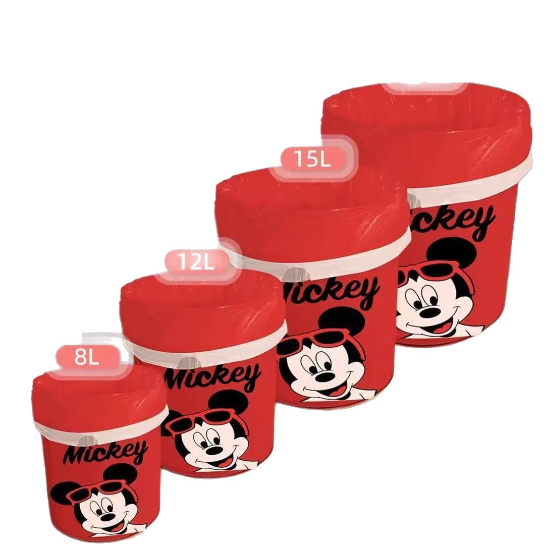 Bolsas de basura domésticas engrosadas rojas Mickey Mouse personalidad bolsas de basura de dibujos animados bolsas de cuerda domésticas