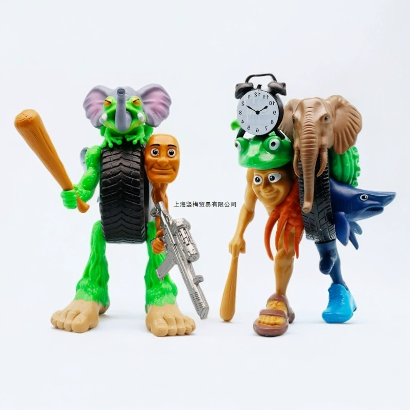 Классическая фигурка Foreign Mountain and Sea Classic Fusion Edition, большая модель с деревянной палкой, акула, слон, шина, комбинированное украшение для куклы-лягушки.