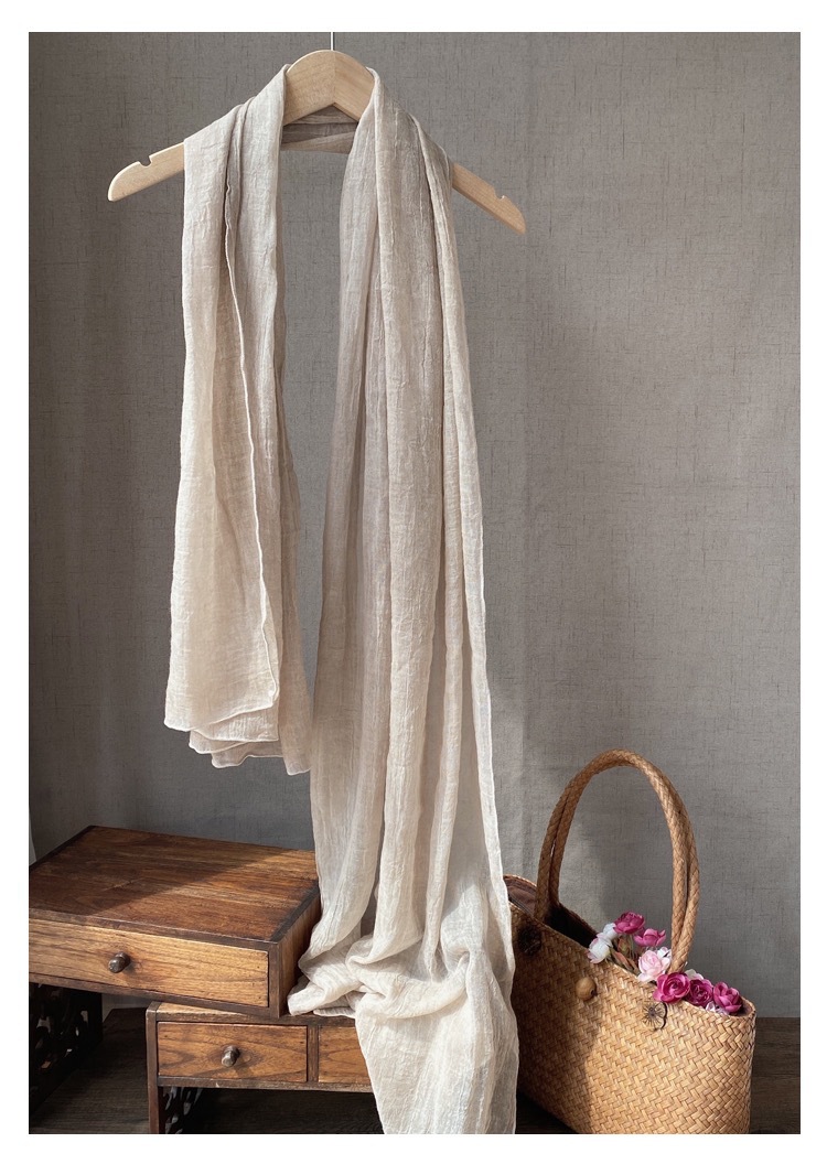 Sciarpa tinta unita in cotone e lino, sottile, da donna, in morbida seta, stile retrò, versatile, per primavera e autunno_voghion.com