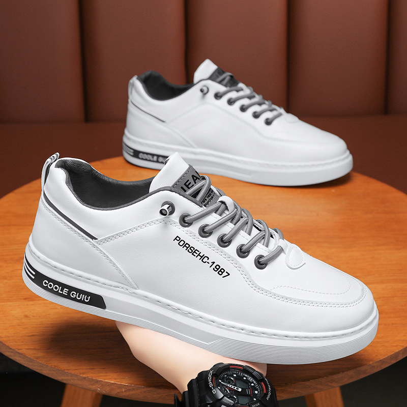 Zapatos de hombre de un pie 2024 nuevos zapatos de tablero transpirable de tendencia de primavera zapatos de cuero casuales para hombre zapatos de marea blancos pequeños de todo fósforo image 5