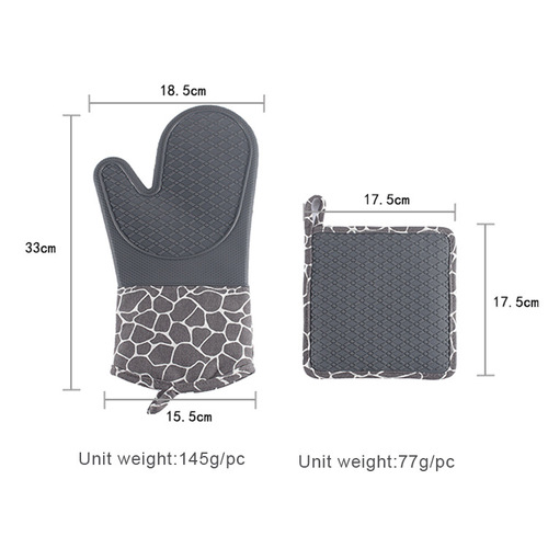 Thickened kitchen baking gloves, insulated placemats, anti-scalding microwave cloth gloves, two-finger deer pattern silicone barbecue gloves