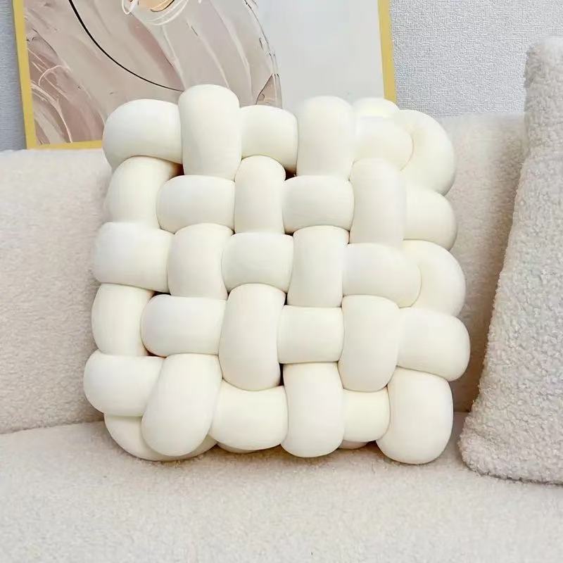 Amazon Scandinavian Ins Cushion Woven Pillow Square Backrest Plush Cushion Sofa Cushion Decorative Bay Window Cushion
