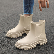 PVC时尚切尔西短筒雨鞋女式百搭雨靴马丁靴防滑水靴雨靴成人套鞋