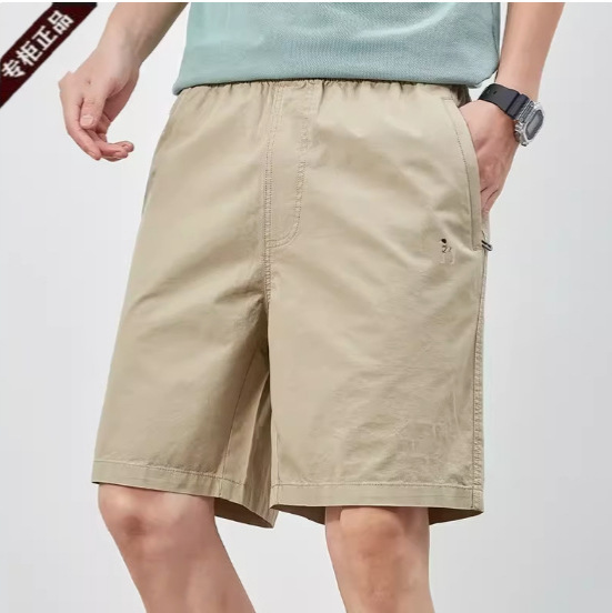 2026Hz Ha Jies Summer Classic Cotton Shorts Men's Fashionable Casual Loose Straight Zipper Beach Pants