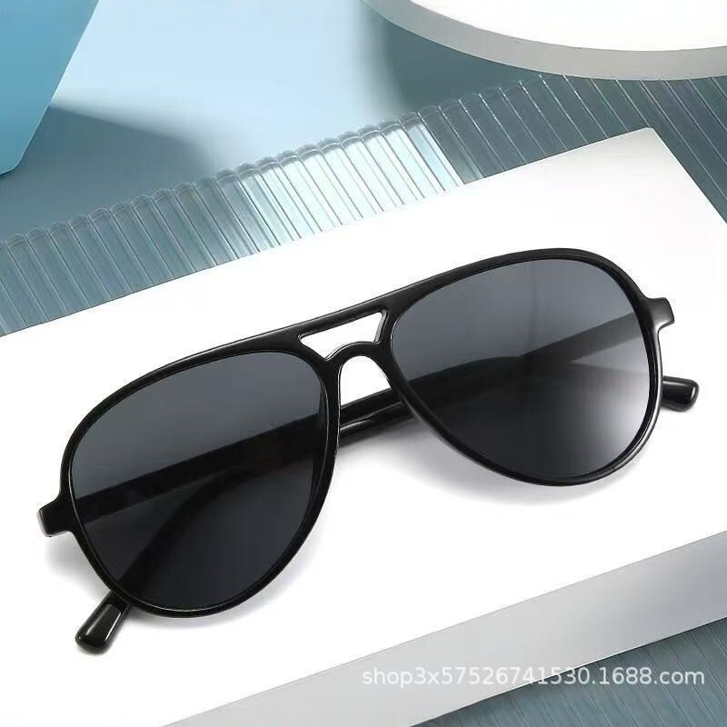 New Style Double-Beam Aviator Sunglasses, Fashionable European and American High-End Men's Sun Protection and Uv Protection Driving Sunglasses