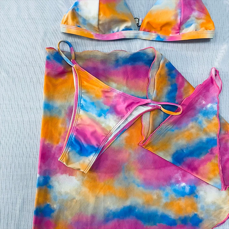Многоцветный купальник, sexy сет, европейский стиль, 3 предмета