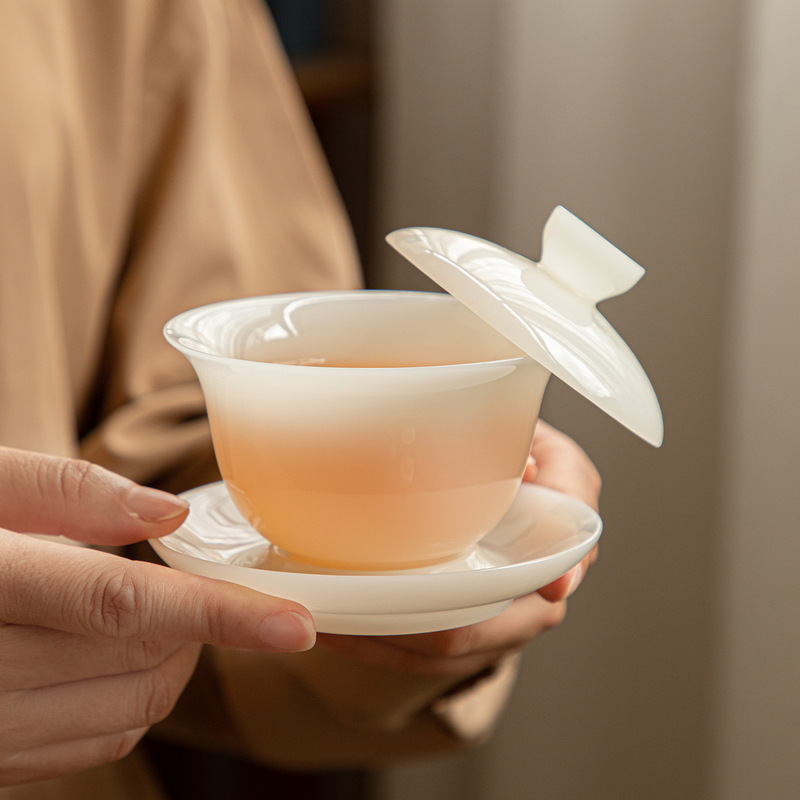 璞玉悬停防烫三才盖碗陶瓷茶杯敬茶碗家用功夫茶杯大号不烫手盖碗|undefined