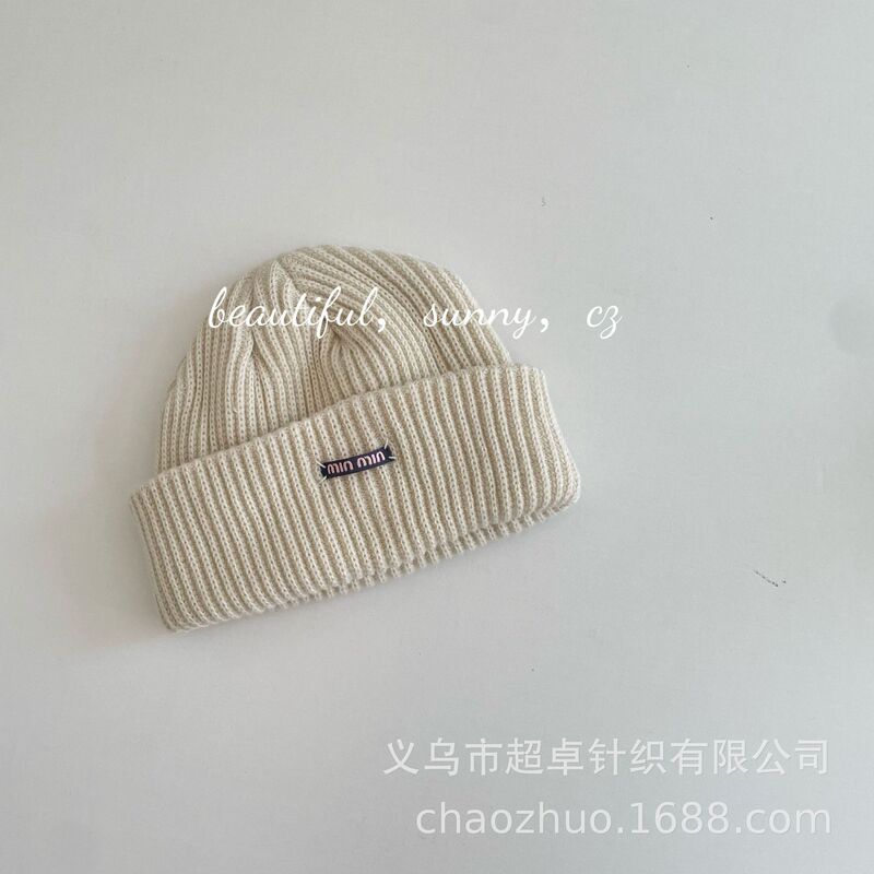 韩系百搭个性风潮简约大方毛线帽INS风手工标针织帽|undefined