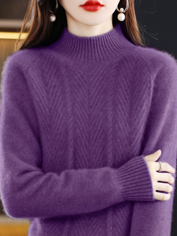 Ropa de otoño e invierno 2024 nuevo popular de este año popular hermoso medio cuello alto grueso suéter de las mujeres camisa de fondo de estilo occidental