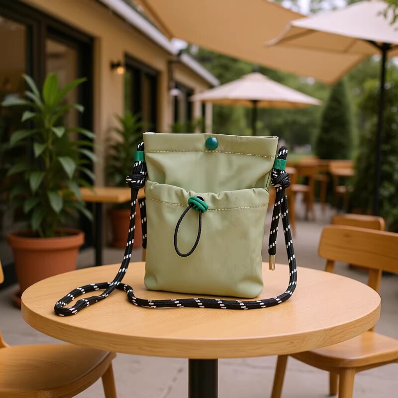 Minimalist Style Mobile Phone Bag for Women, Japanese and Korean Style, Lightweight Drawstring Nylon Small Bag, Versatile Mini Shoulder Crossbody Coin Purse Bags