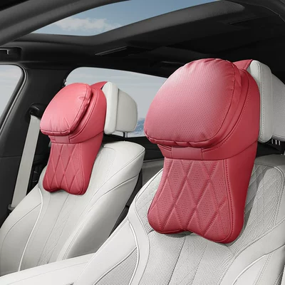 Seat Neck Pillow – Headrest - volcano-red-perforated-double-core-headrest-2-pack